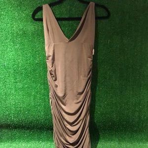 Fitted taupe dress with ruched sides NWT